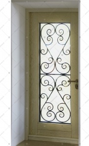 Дверь стальная входная БАСТИОН-2 с защитной декоративной решёткой между двумя стеклопакетами 