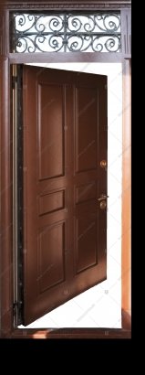 Дверь стальная входная с верхним добором БАСТИОН-3. Панель из массива дуба крашеная