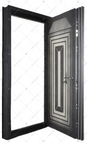 Дверь стальная сейфовая БАСТИОН-5. Стальной лист на заклёпках, засов (вид с торца)