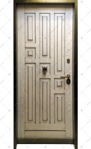 Дверь стальная входная БАСТИОН-3. Панель из массива дуба крашеная патинированная с плоскими филенками
