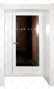Дверь стальная входная двустворчатая БАСТИОН-2. Панель на основе МДФ крашеная с зеркальной вставкой