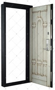 Дверь стальная входная ЭЛИТ-2К. Панель из массива дуба крашеная с патиной и лакировкой Люкс