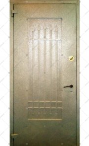 Дверь стальная входная ЭЛИТ-2К. Панель стальная двухуровневая, наполнение из кованых элементов (вид снаружи)