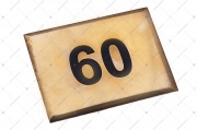 Номер 60, шрифт Базовый, цвет - латунь глянцевая