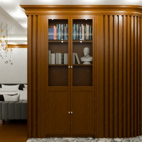 Скрытая дверь "Пеоней" БАСТИОН-1 с панелью в виде книжного шкафа