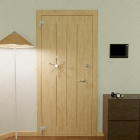 Сдвоенная потайная внутренняя дверь "Тифей" с наружной панелью из зеркала, БАСТИОН-3
