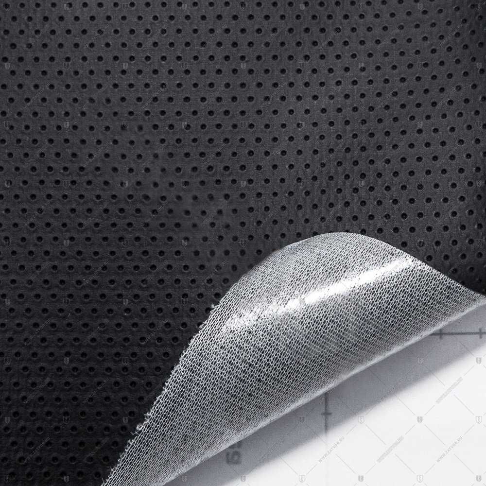 Экокожа самоклеющаяся черная перфорированная Decoin