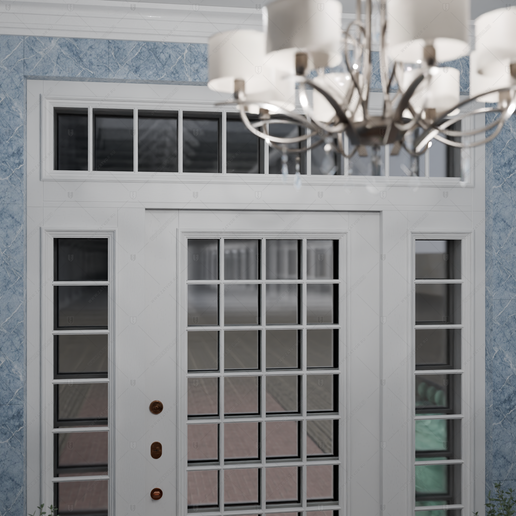 Входная группа в коттедж со стёклами и решётками "Камена" БАСТИОН-3_10