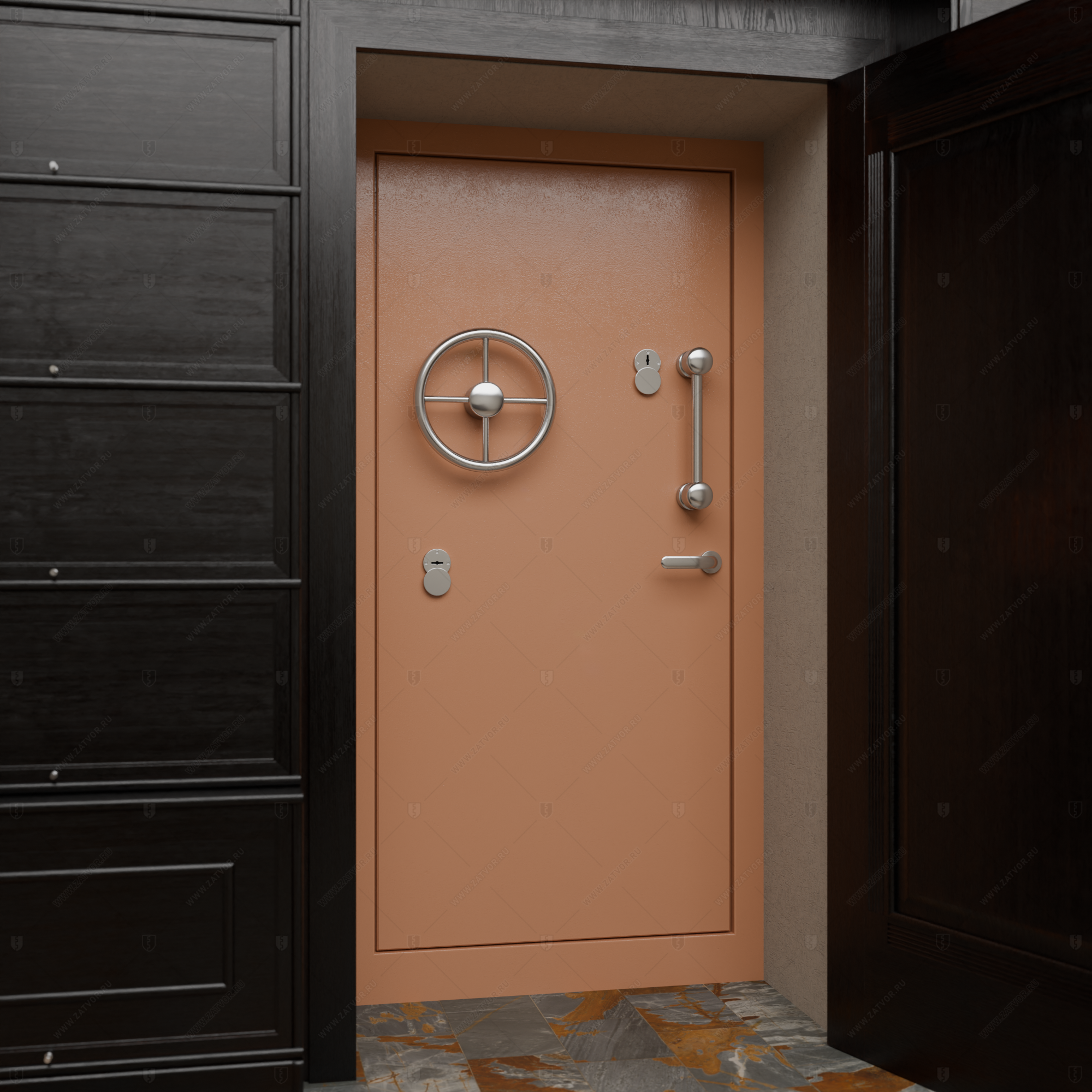 Пожаростойкая бронированная внутренняя стальная дверь "Сомн" БАСТИОН-5_4