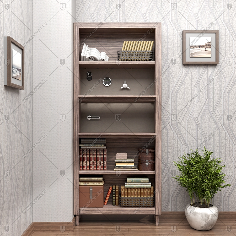 Внутренняя скрытая дверь "Теллура" БАСТИОН-3 в потайное помещение, замаскированная за книжными полками_2