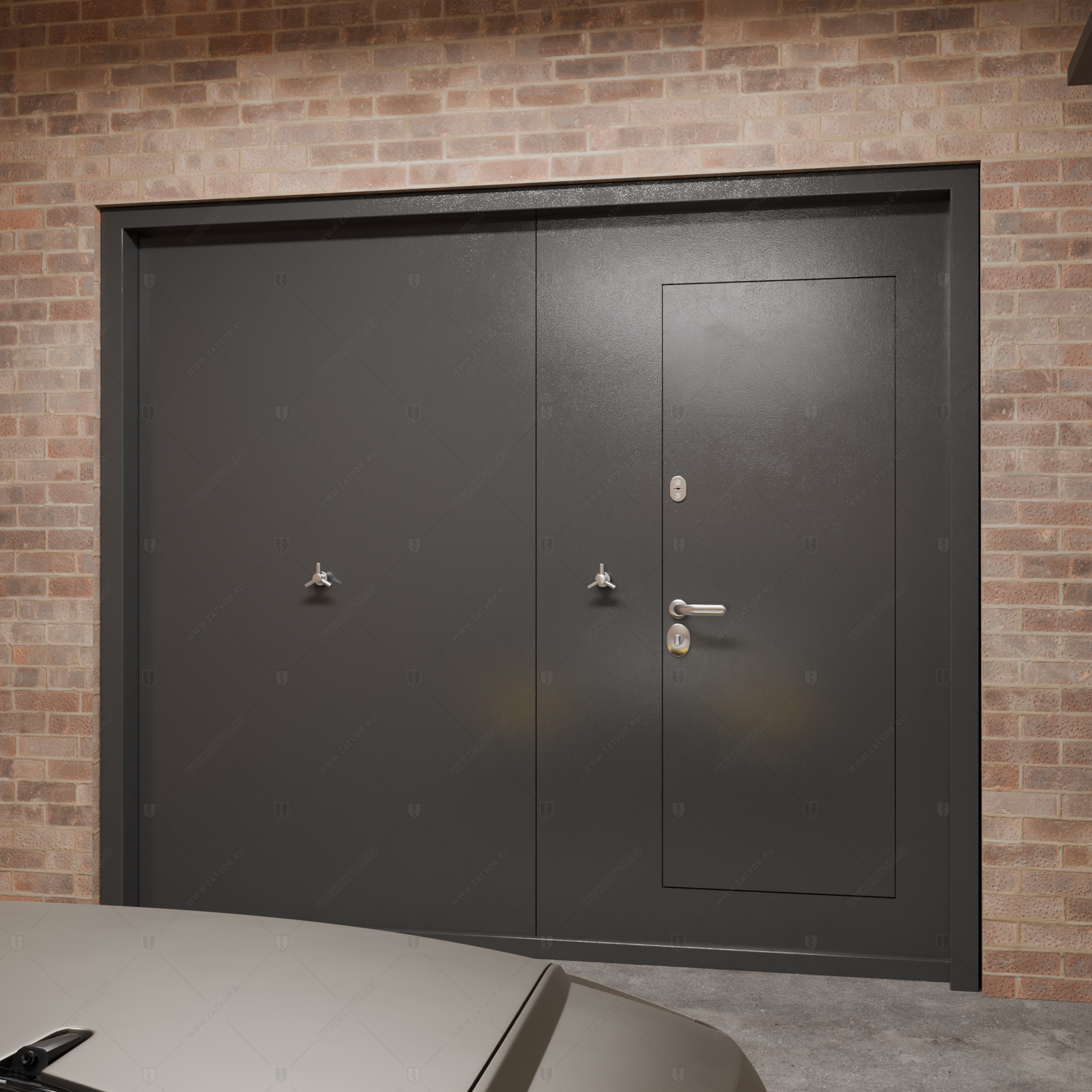 Ворота стальные с калиткой "Бахус" БАСТИОН-3_5