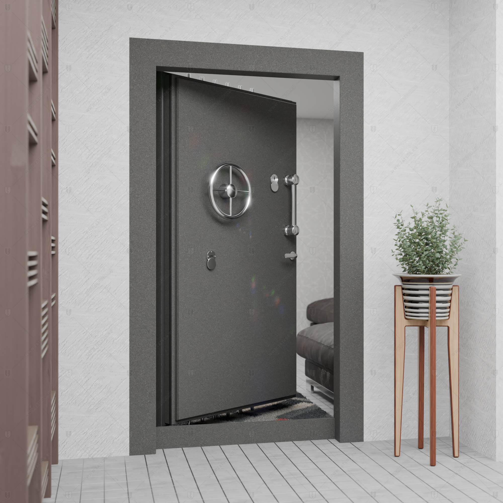 Пожаростойкая бронированная внутренняя стальная дверь "Галена" БАСТИОН-7_6