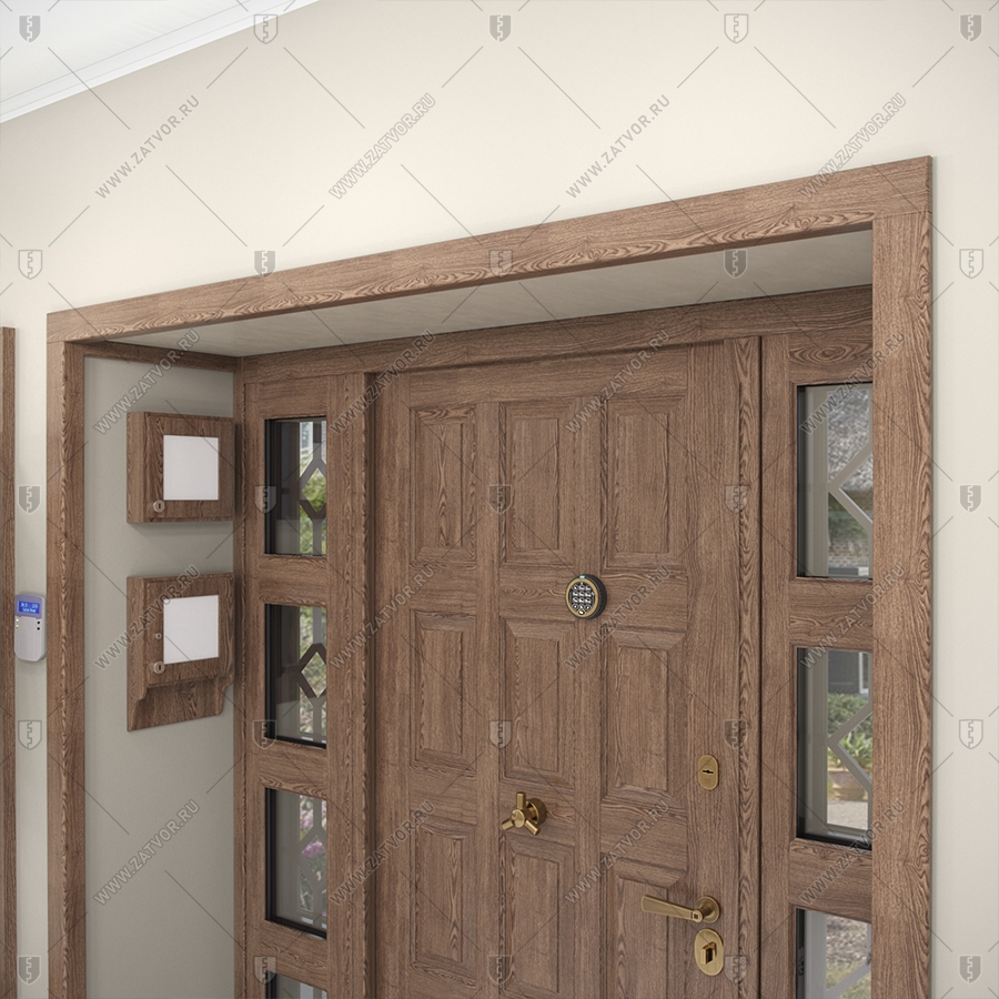 Входная группа в коттедж со стёклами и решётками "Эффракоридон" БАСТИОН-3_11