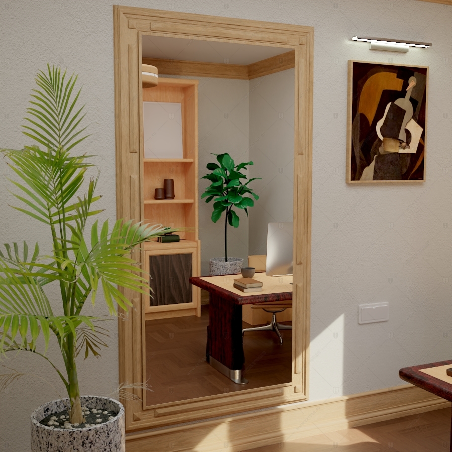 Скрытая дверь "Фита" СуперЛюкс с наружной панелью из зеркала_7