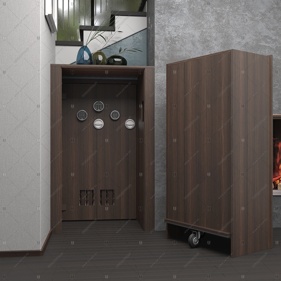 Комплект из двух дверей: защитная дверь "Ройк" БАСТИОН-3 и выкатной книжный шкаф с полками_6