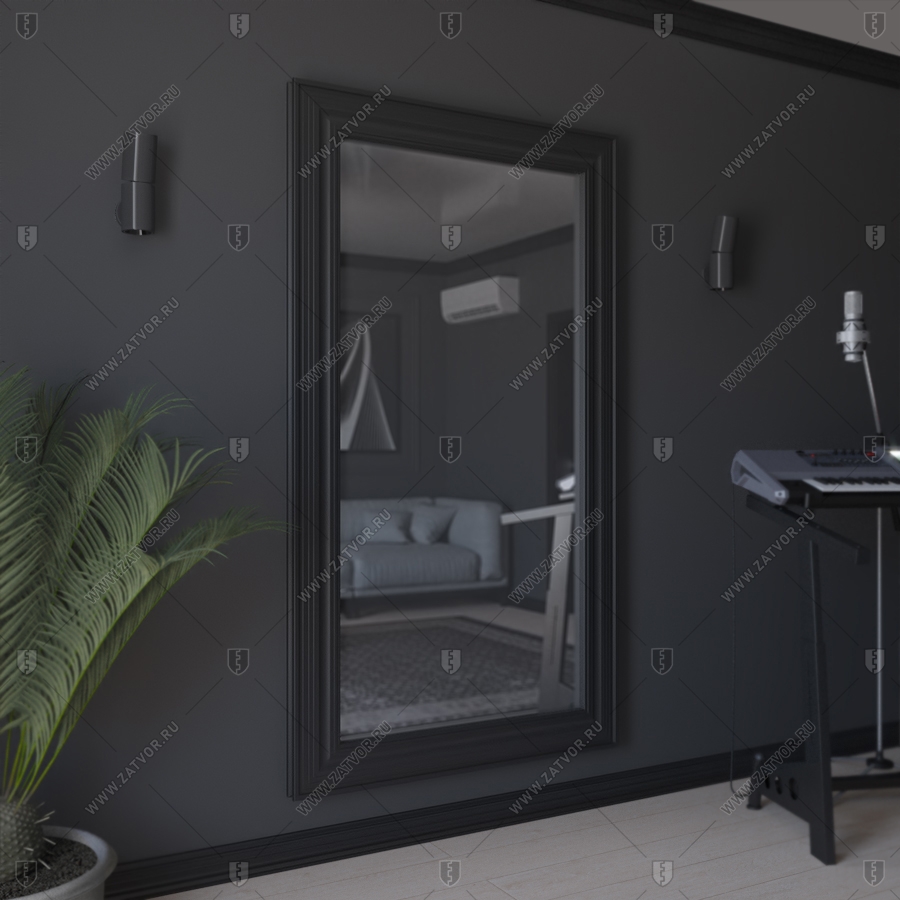Скрытая (потайная) внутренняя бронированная пожаростойкая дверь "Палеса" БАСТИОН-3 BR4 EIS60 с наружной панелью из зеркала_5