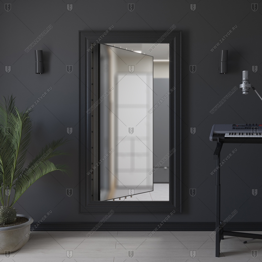 Скрытая (потайная) внутренняя бронированная пожаростойкая дверь "Палеса" БАСТИОН-3 BR4 EIS60 с наружной панелью из зеркала_7