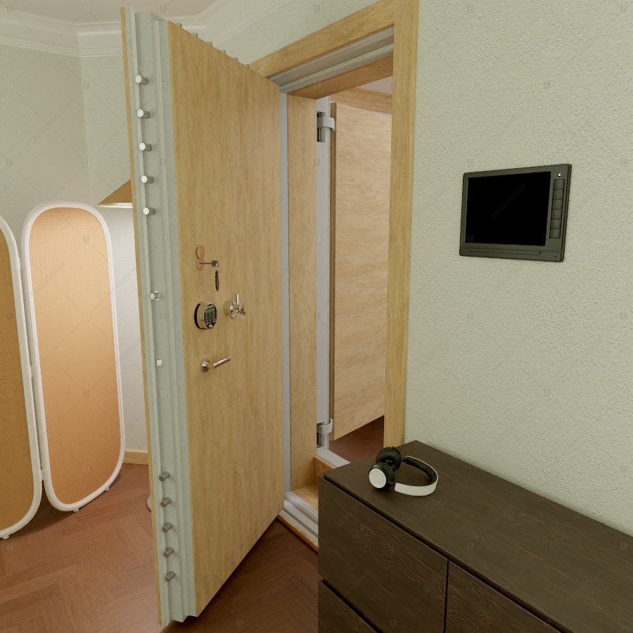 Комплект из двух дверей: Внутренняя дверь "Тифей" БАСТИОН-3 и скрытая дверь "Фита" СуперЛюкс с наружной панелью из зеркала_14