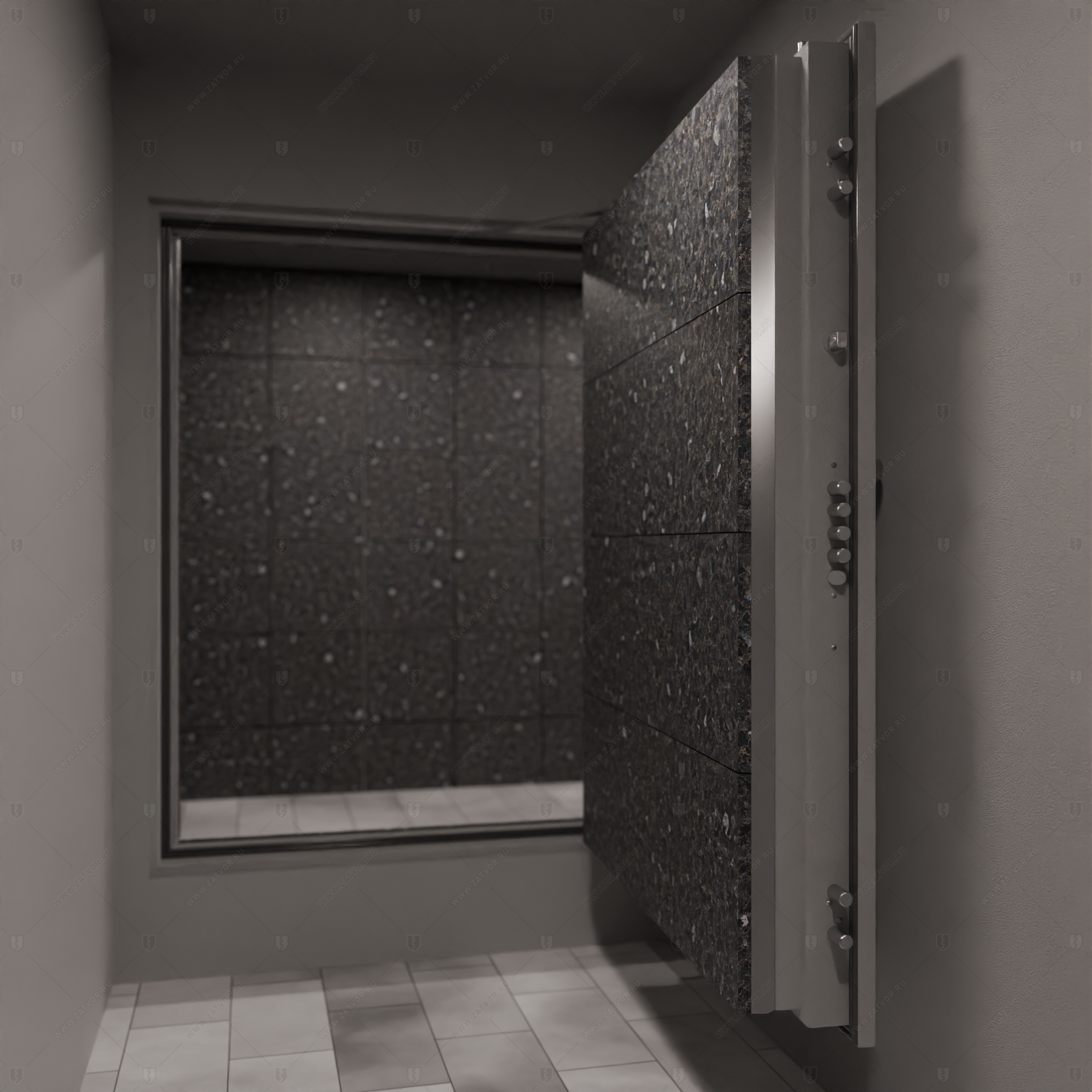 Скрытая (потайная) взломостойкая дверь "Гоплодам" БАСТИОН-1 с наружной панелью из керамической плитки_5