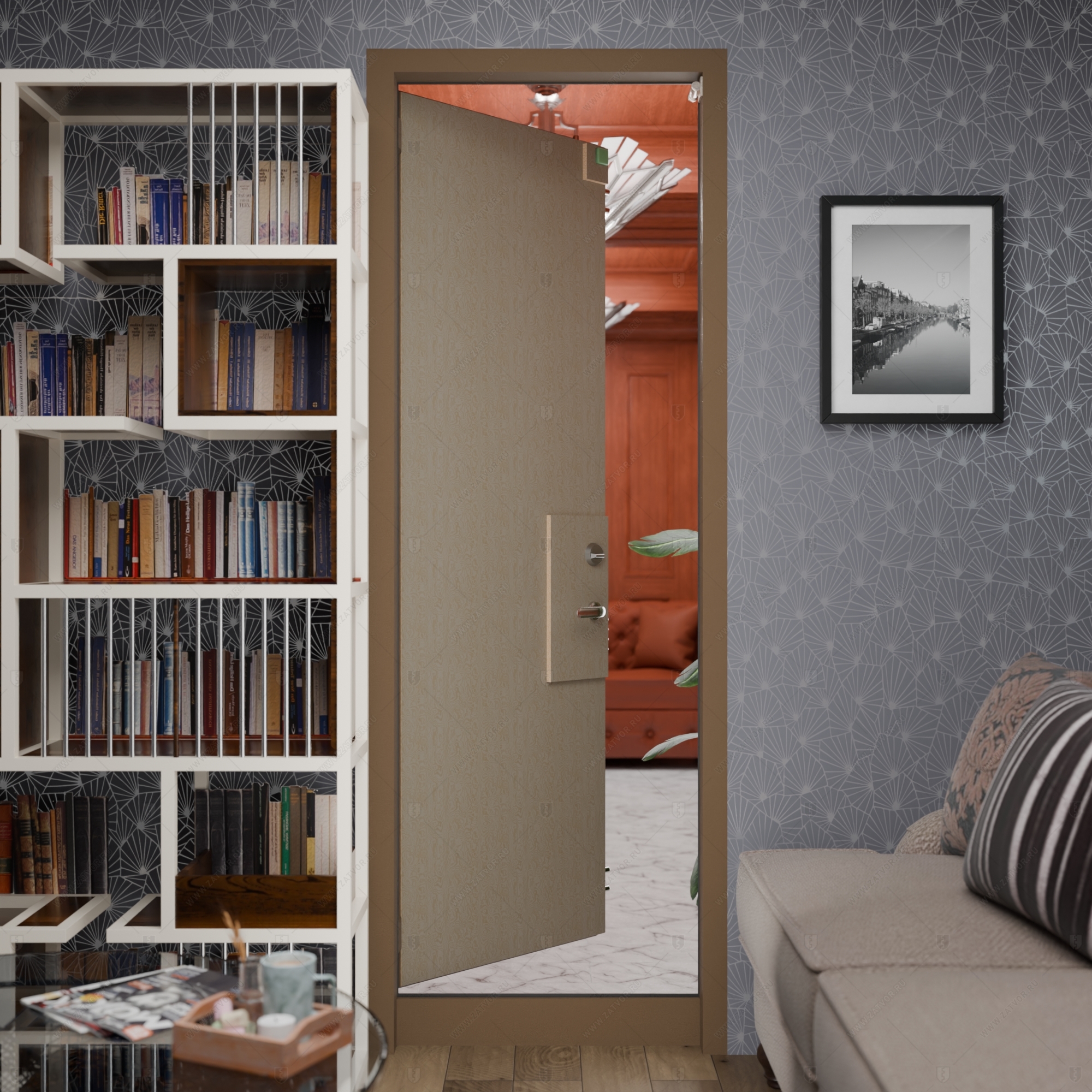 Скрытая (потайная) дверь "Электра" БАСТИОН-1 с технологической облицовкой_6