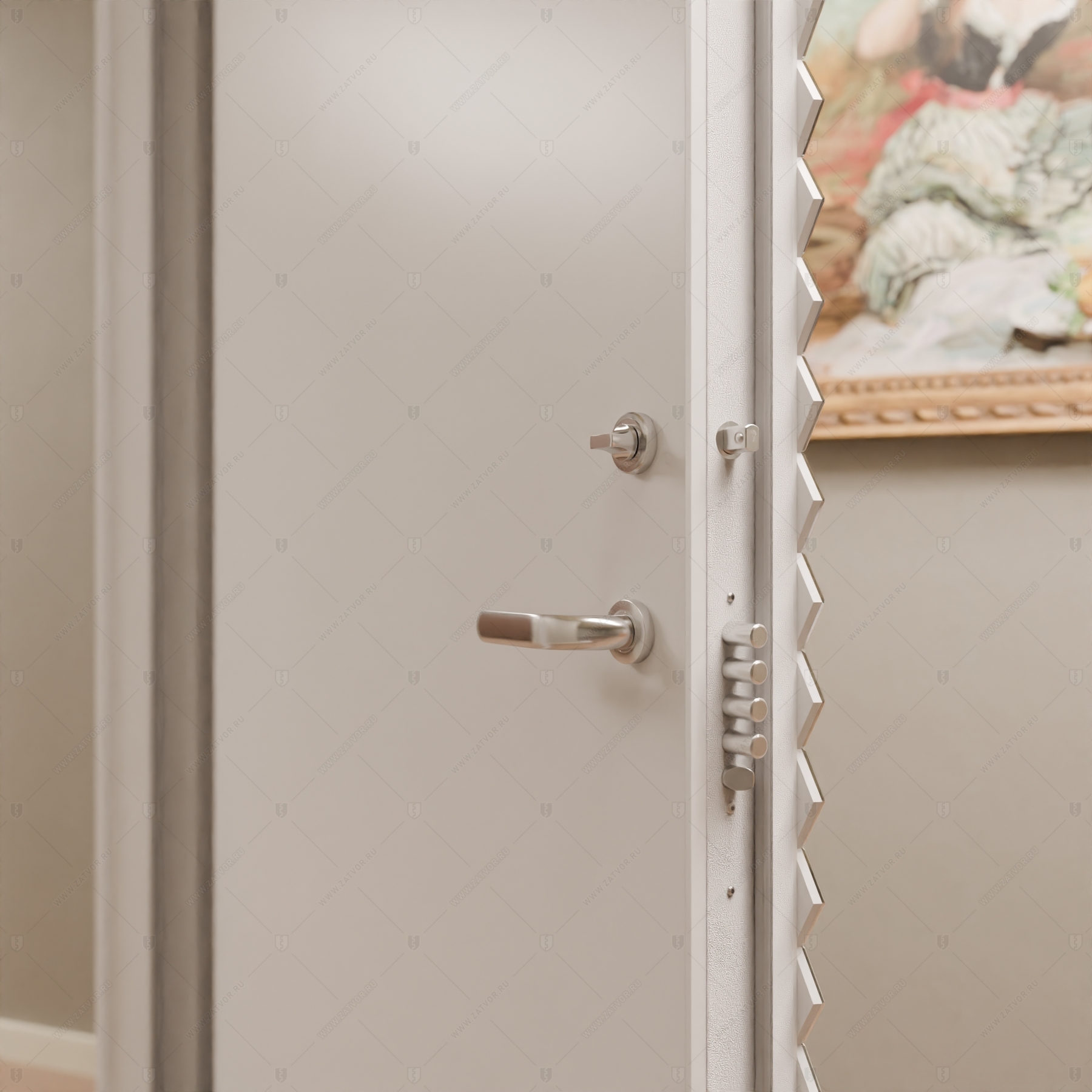 Скрытая (потайная) дверь "Панопт" БАСТИОН-1 с наружной панелью из зеркальной плитки_7