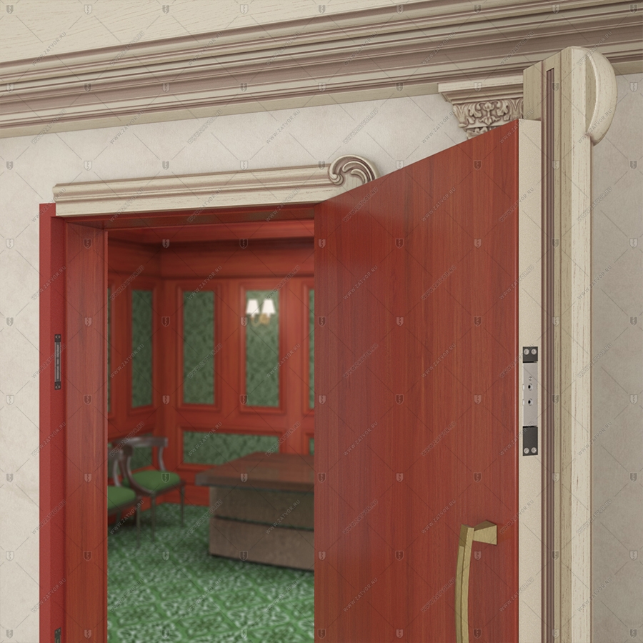 Скрытая дверь "Омикрон" СуперЛюкс с наружной панелью из зеркала_7