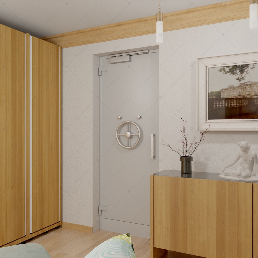 Потайная пулестойкая дверь "Милин" БАСТИОН-3 с облицовкой в цвет стены_5