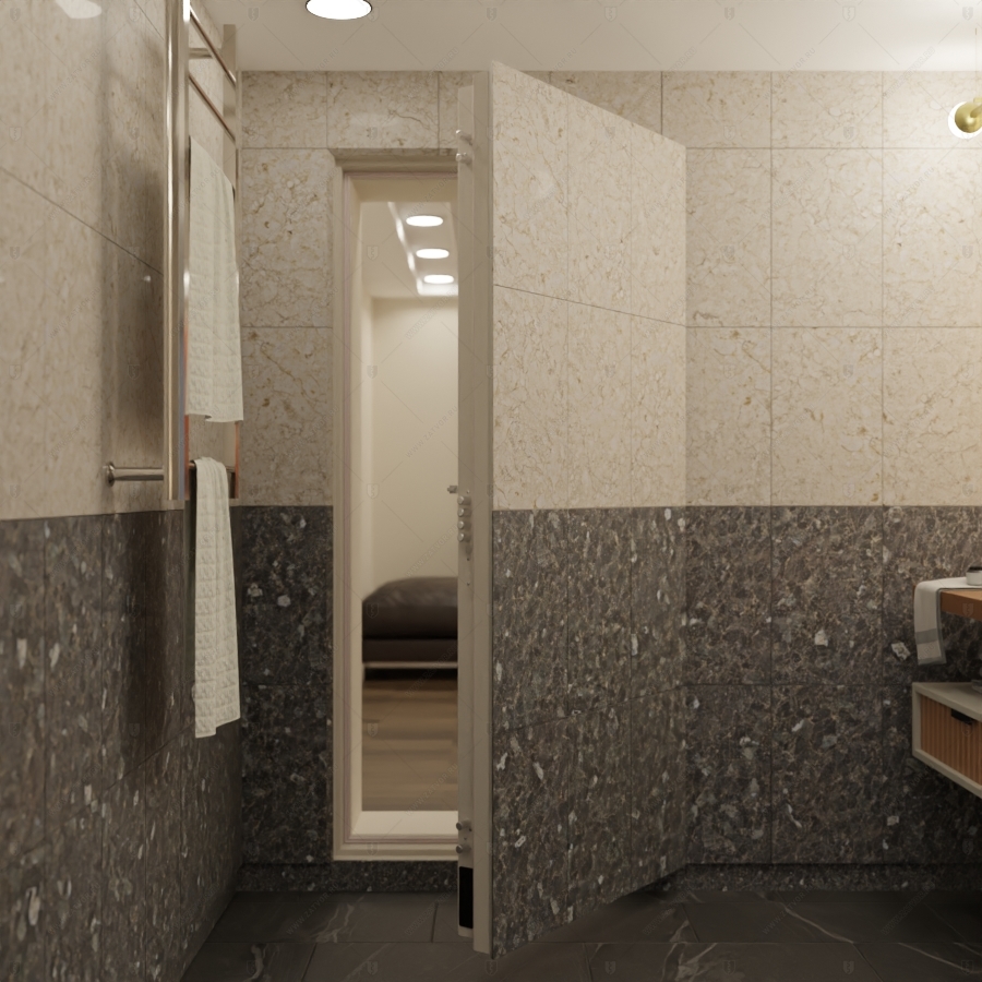 Скрытая (потайная) бронированная дверь "Кронос" БАСТИОН-3 с наружной панелью из керамической плитки_6