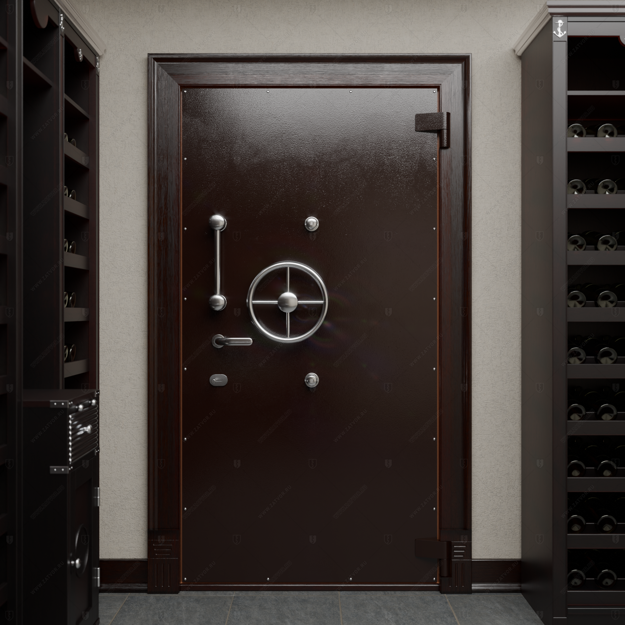 Пожаростойкая бронированная внутренняя стальная дверь "Сомн" БАСТИОН-5_3