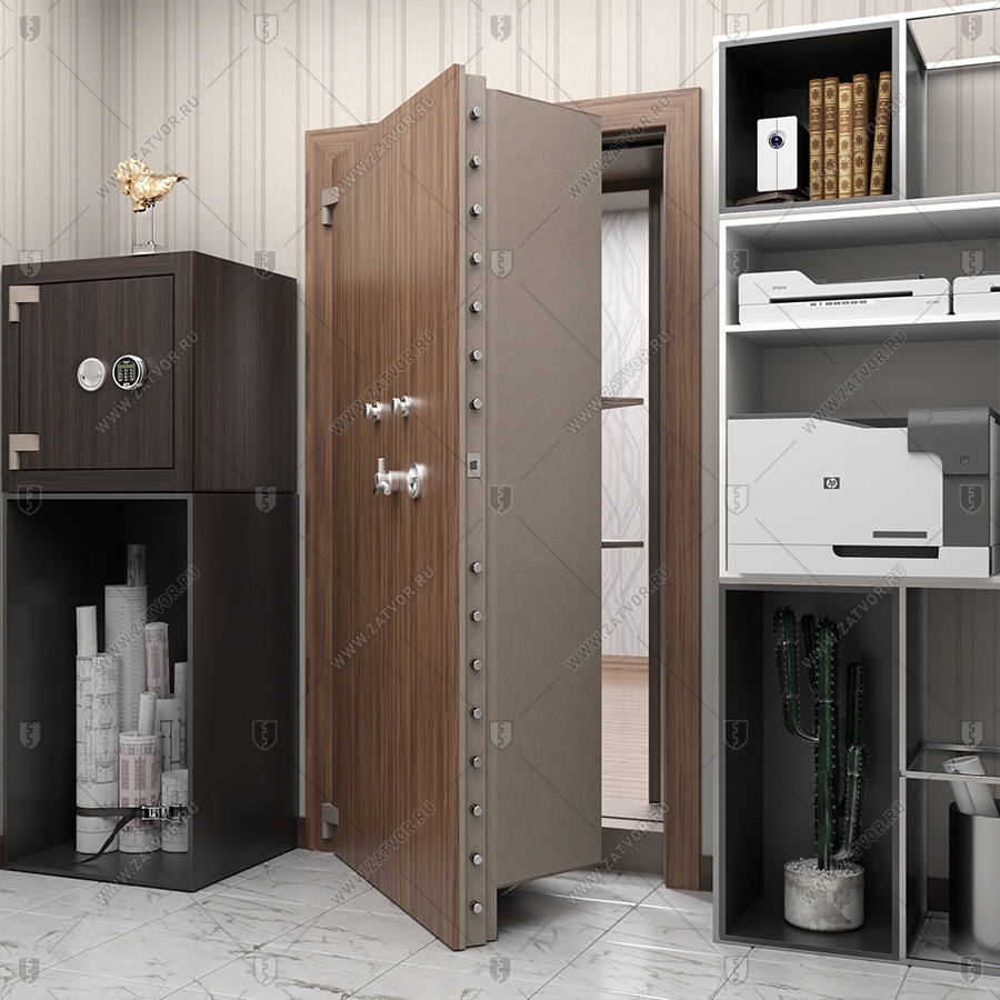 Внутренняя скрытая дверь "Теллура" БАСТИОН-3 в потайное помещение, замаскированная за книжными полками_7