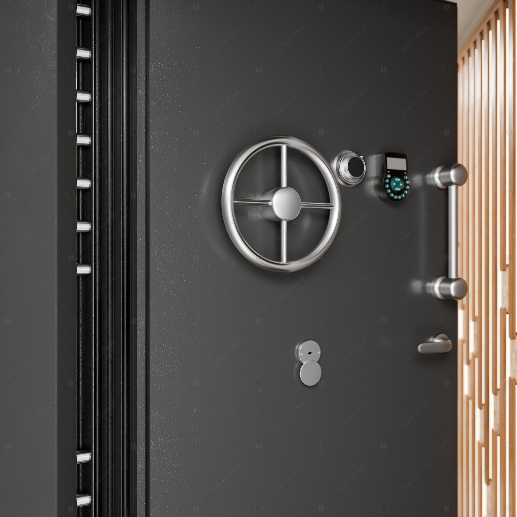 Пожаростойкая бронированная внутренняя стальная дверь "Акесид" БАСТИОН-8_8