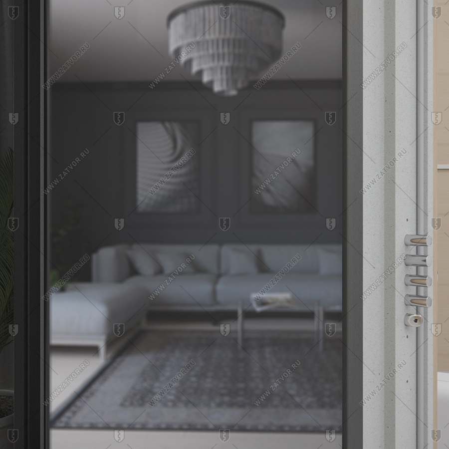 Скрытая (потайная) внутренняя бронированная пожаростойкая дверь "Палеса" БАСТИОН-3 BR4 EIS60 с наружной панелью из зеркала_9