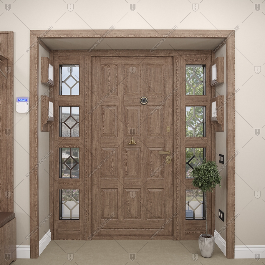 Входная группа в коттедж со стёклами и решётками "Эффракоридон" БАСТИОН-3_3