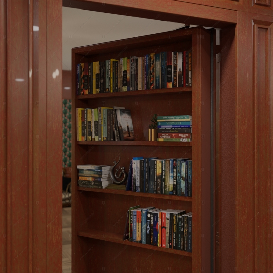 Скрытая дверь "Зеве" СуперЛюкс с панелью в виде книжного шкафа_8