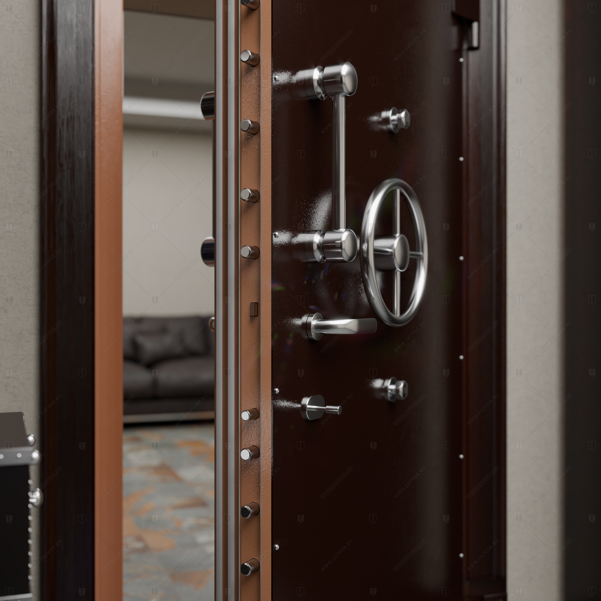 Пожаростойкая бронированная внутренняя стальная дверь "Сомн" БАСТИОН-5_9