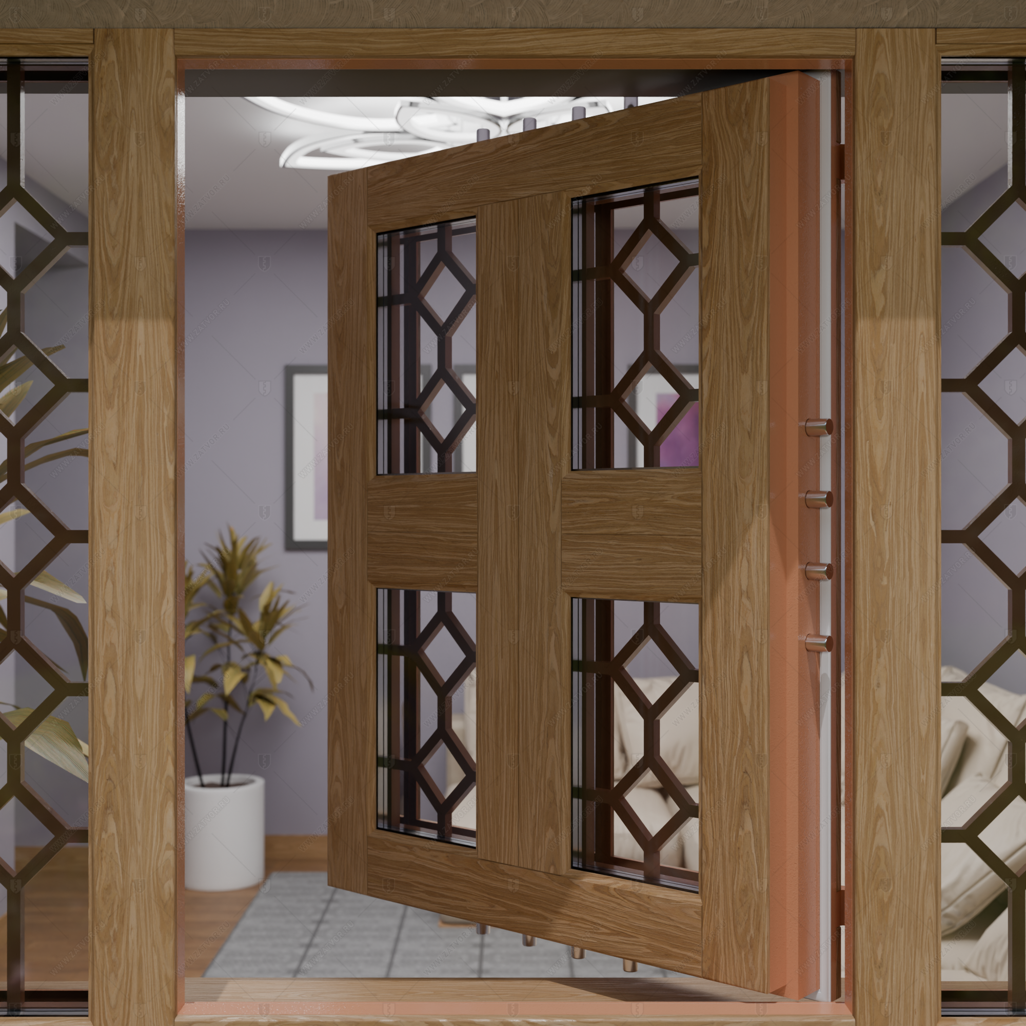 Оконная бронированная открывающаяся группа со стеклом и решетками BR4_9