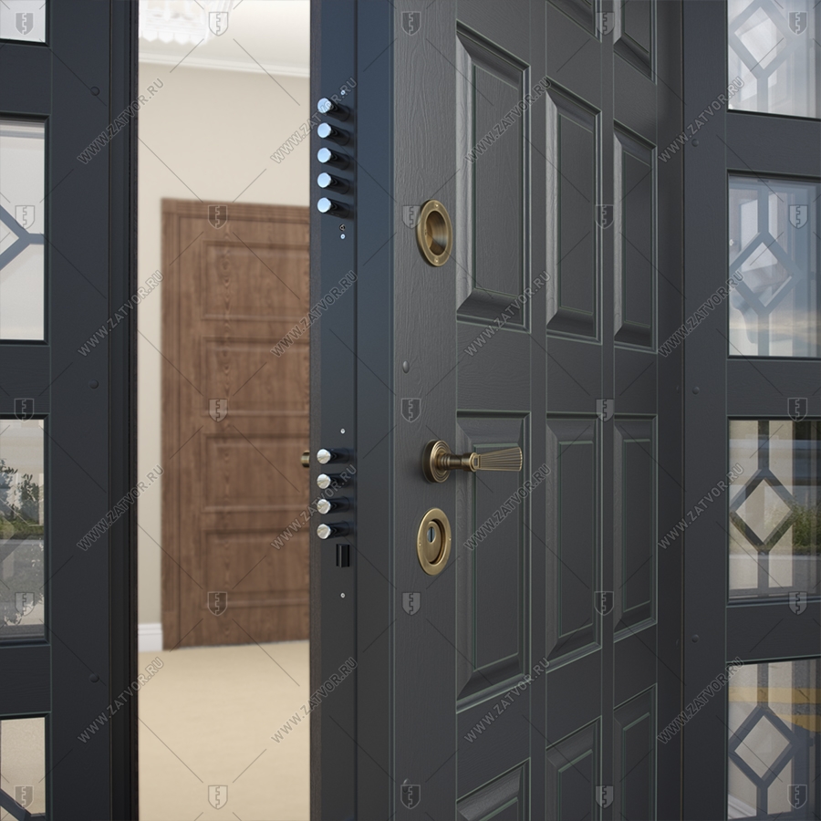 Входная группа в коттедж со стёклами и решётками "Эффракоридон" БАСТИОН-3_8