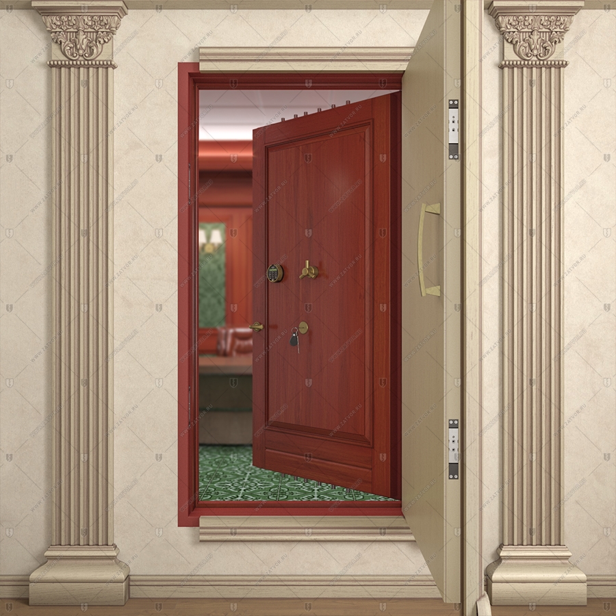 Комплект из двух дверей: Внутренняя дверь "Афон" БАСТИОН-3 и скрытая дверь "Омикрон" СуперЛюкс с наружной панелью из зеркала_6