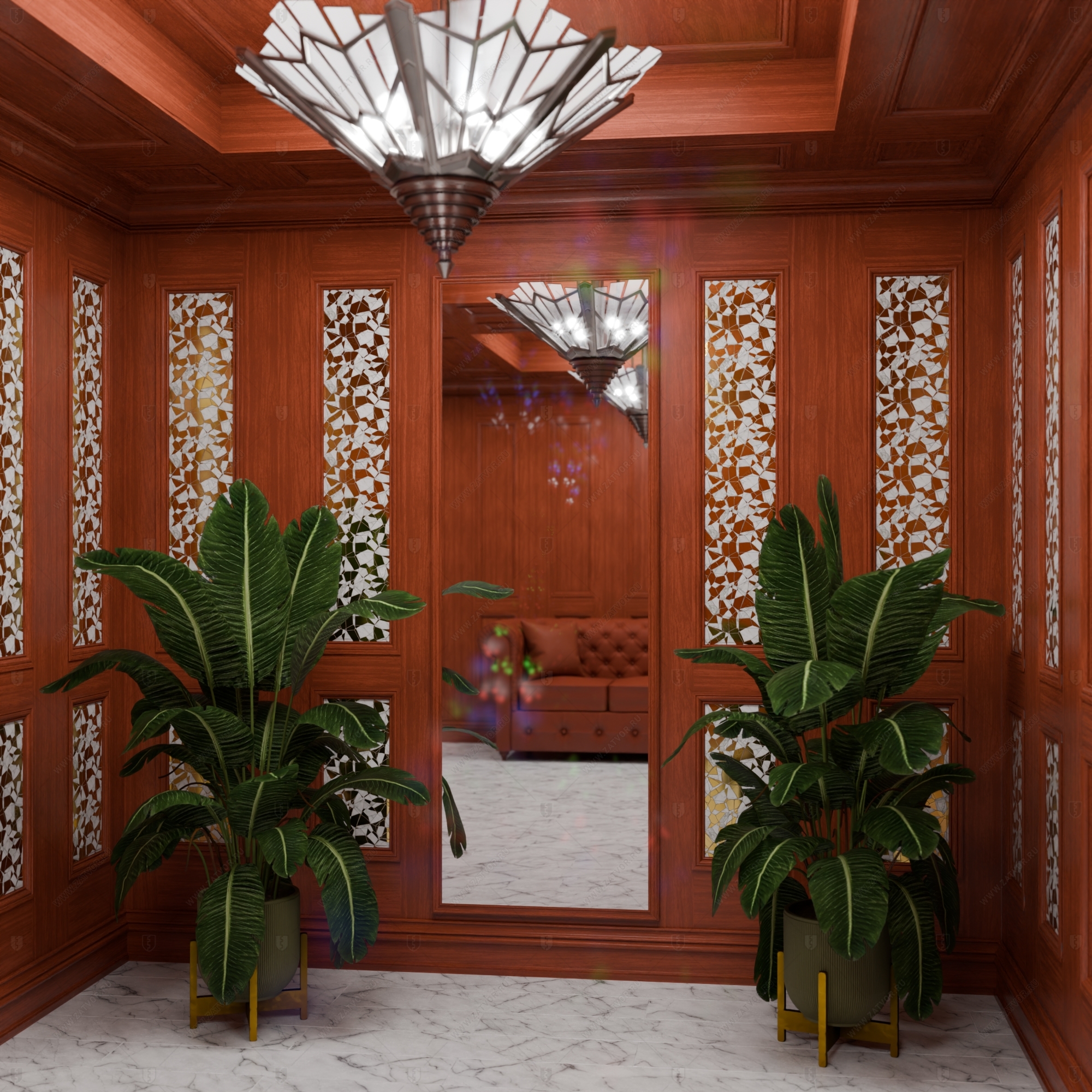 Скрытая (потайная) дверь "Электра" БАСТИОН-1 с наружной панелью из зеркала_4