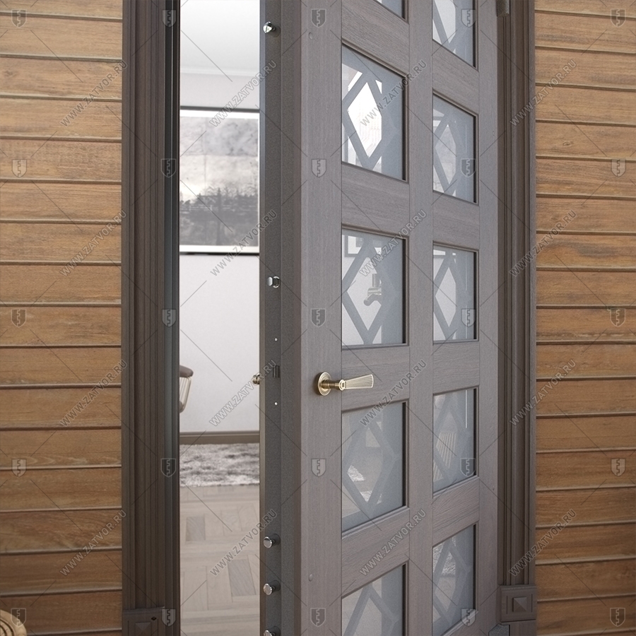 Входная группа в коттедж со стёклами и решётками "Порфирион" БАСТИОН-3_8