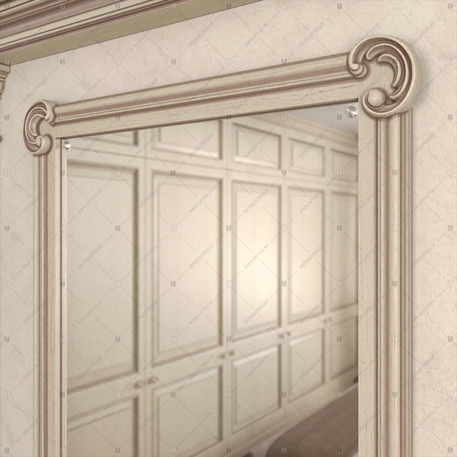 Скрытая дверь "Омикрон" СуперЛюкс с наружной панелью из зеркала_6