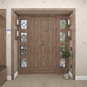 Входная группа в коттедж со стёклами и решётками "Эффракоридон" БАСТИОН-3_1