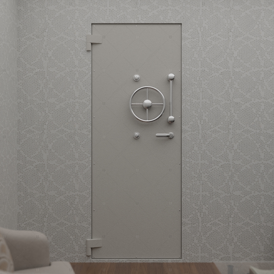 Комплект из двух дверей: пожаростойкая внутренняя дверь "Дамис" БАСТИОН-4 и выкатной шкаф с полками встроенный в шкаф-стену_1