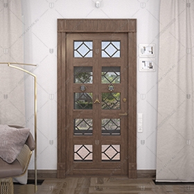 Входная группа в коттедж со стёклами и решётками "Порфирион" БАСТИОН-3_1