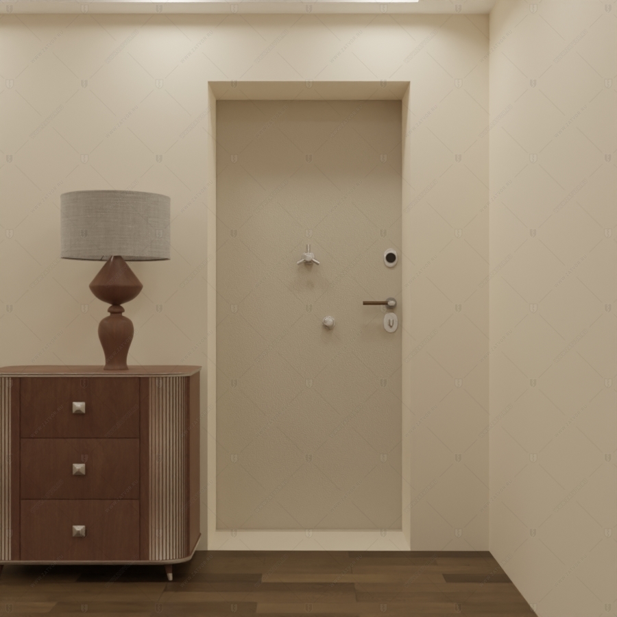 Скрытая (потайная) бронированная дверь "Кронос" БАСТИОН-3 с наружной панелью из керамической плитки_1