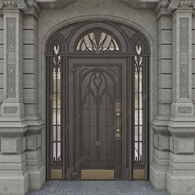 Входная группа в коттедж арочная со стеклом и решётками "Немезида" БАСТИОН-2_0