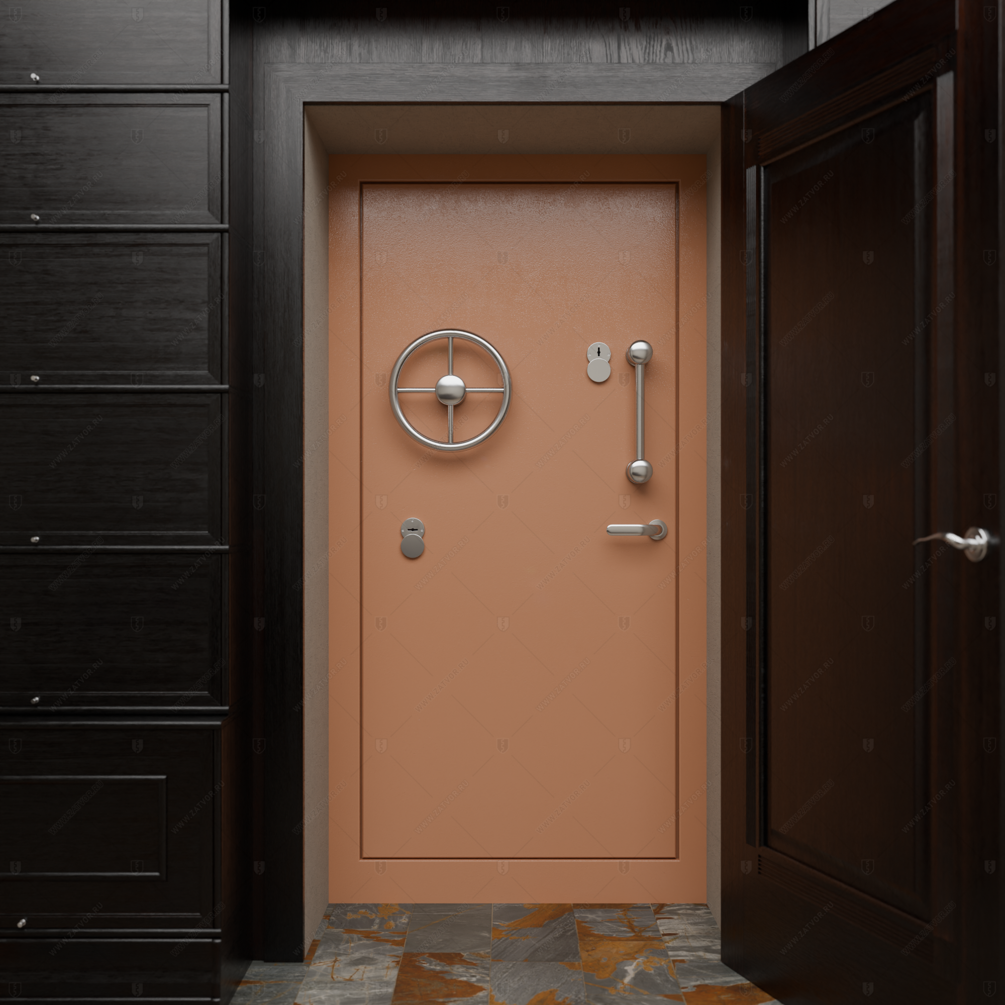 Пожаростойкая бронированная внутренняя стальная дверь "Сомн" БАСТИОН-5