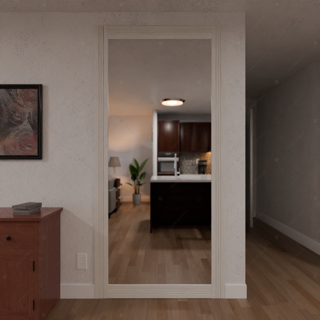 Скрытая дверь "Эос" БАСТИОН-1 с панелью в виде зеркала