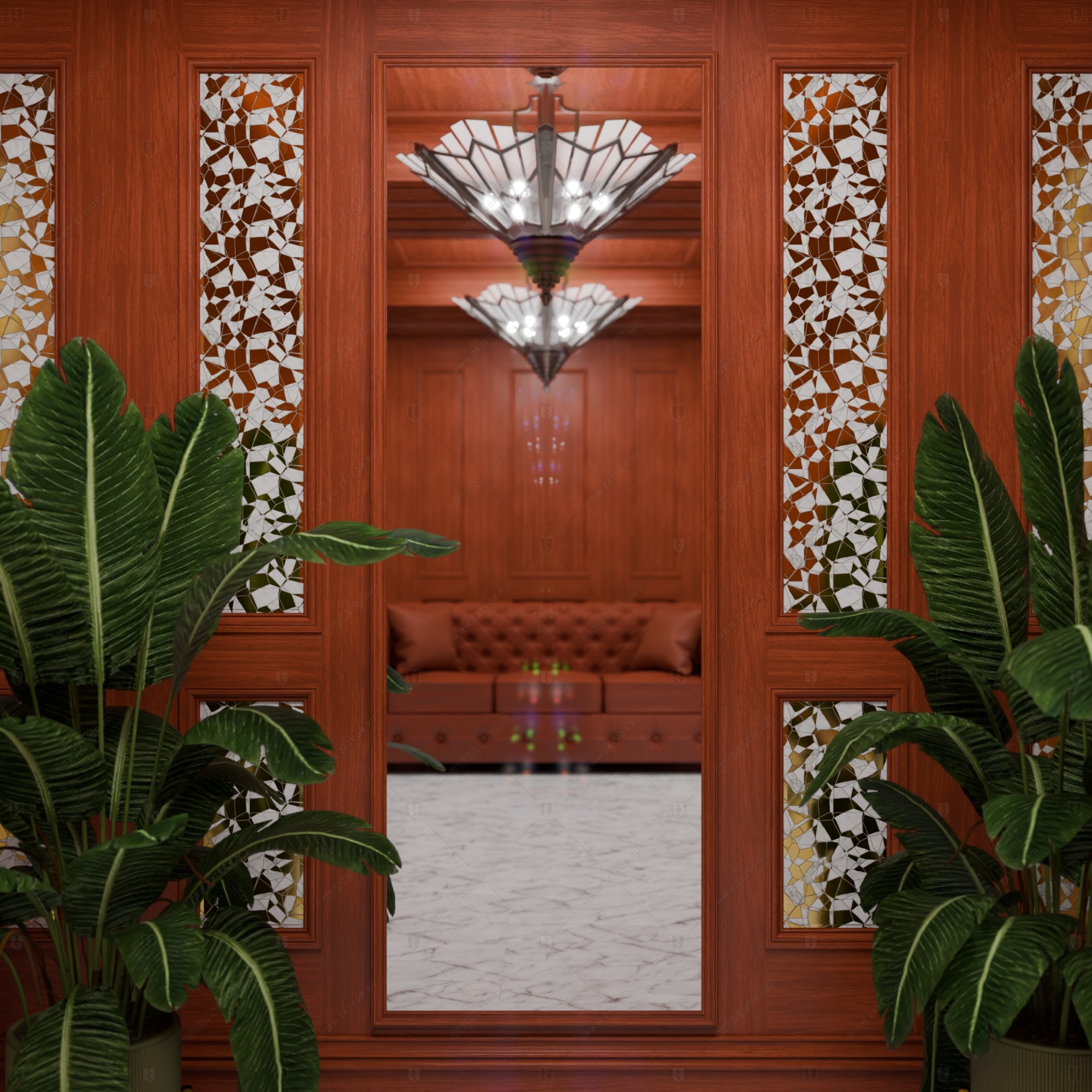 Скрытая (потайная) дверь "Электра" БАСТИОН-1 с наружной панелью из зеркала