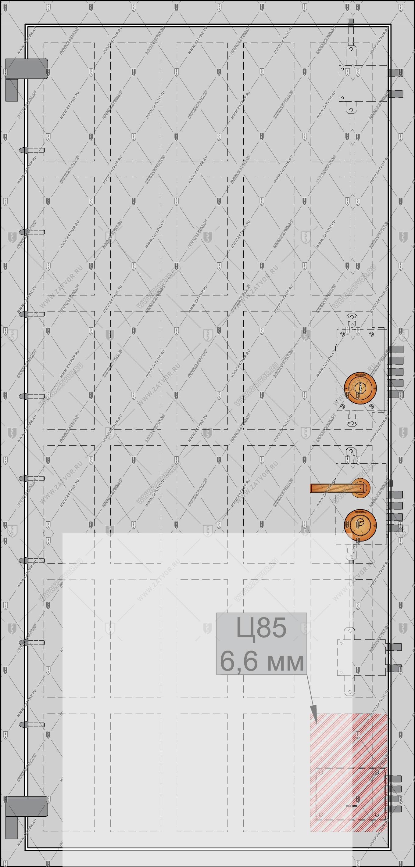 Защита корпуса сувальдного замка сталью 42XCHMA (Ц85) толщиной 6.6 мм
